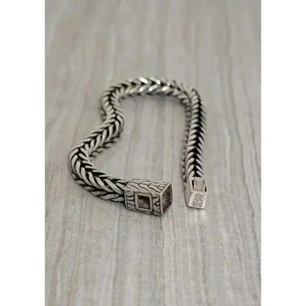 John Hardy Sterling Silver Woven Chain Bracelet 6.5mm 8.25" - Picture 5 of 9